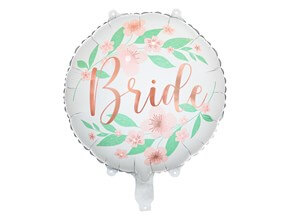 Ballon en Aluminium - Bride Blanc motif Fleurs - 45cm