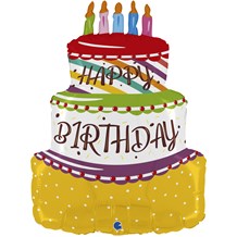 Ballon Happy Birthday en forme de gâteau 