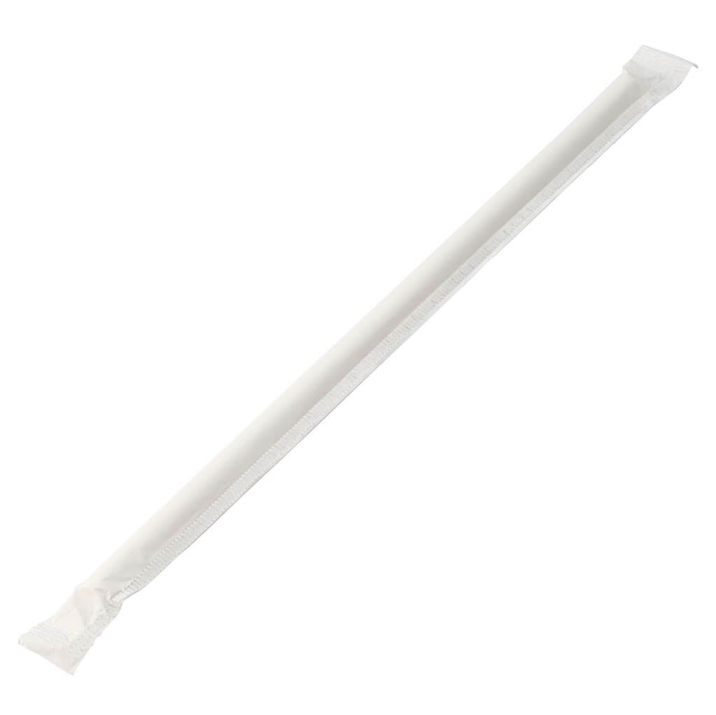 Paille papier blanche emballage individuel (250 pcs)