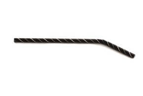 Paille flexible noire avec rayures - 21cm /ø6mm (100 pcs)