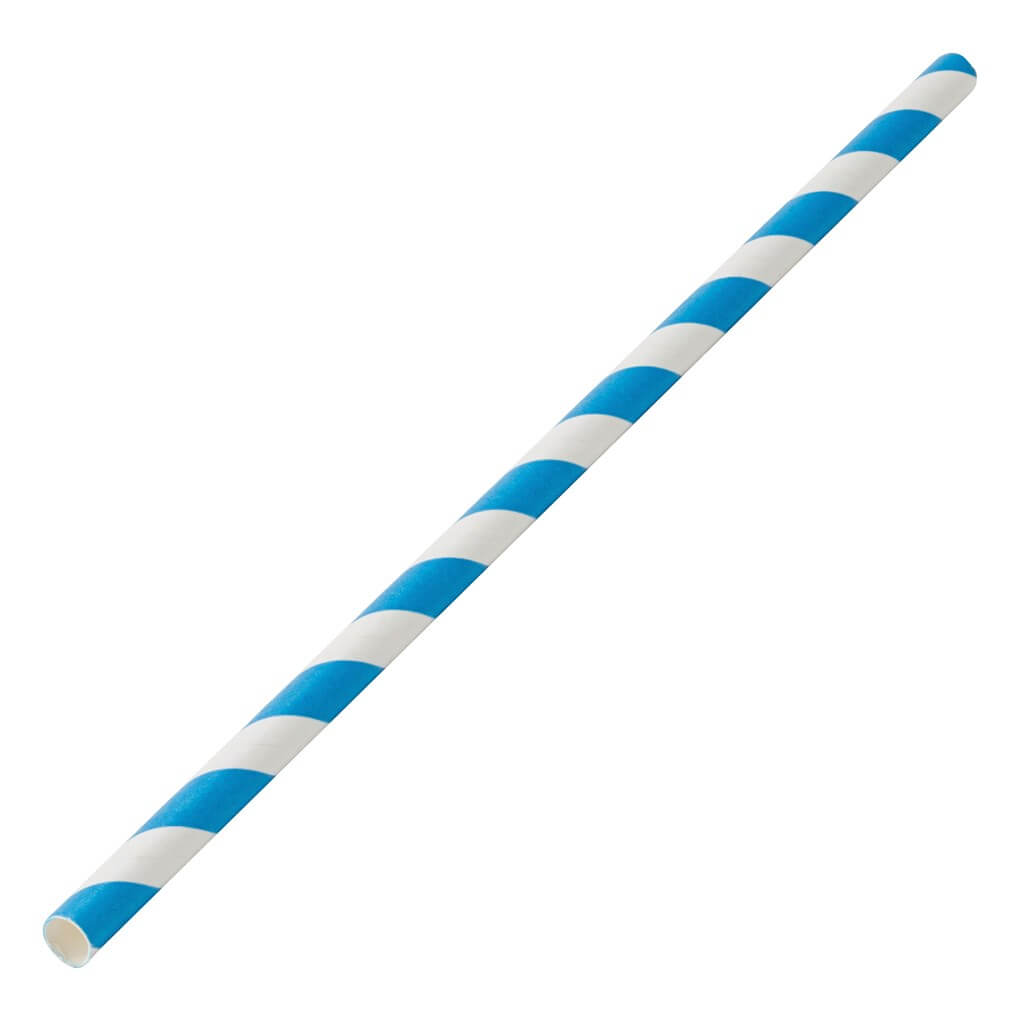Paille papier rayée bleue 20cm /ø6mm (250 pcs)