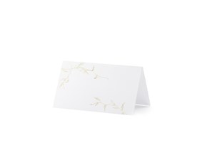Marque place papier blanc et branches dorées (lot de 10)