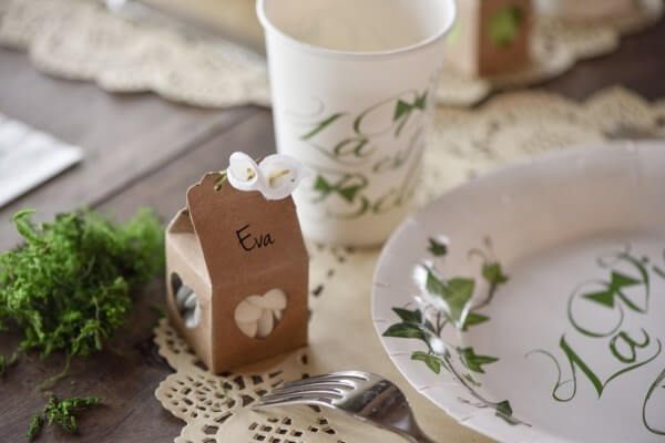 Boîte à dragées coeur Kraft- Lot de 4