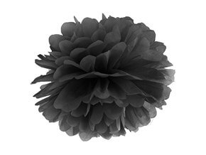 Pompon en papier noir 25cm 