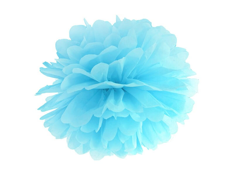 Pompon en papier bleu clair 25cm 