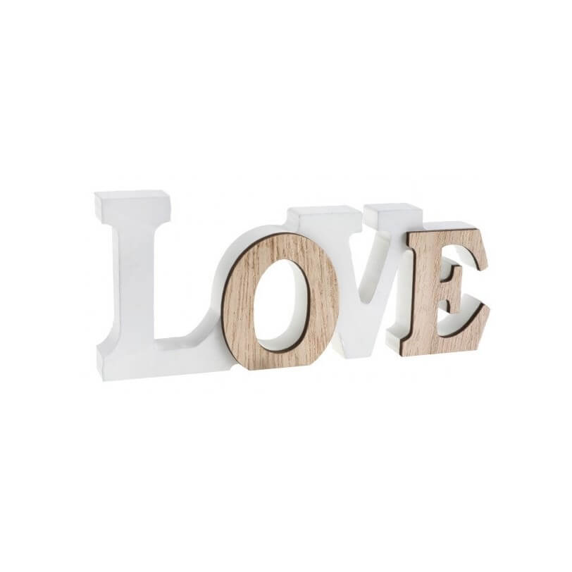 Lettres "Love" Blanc/Bois naturel