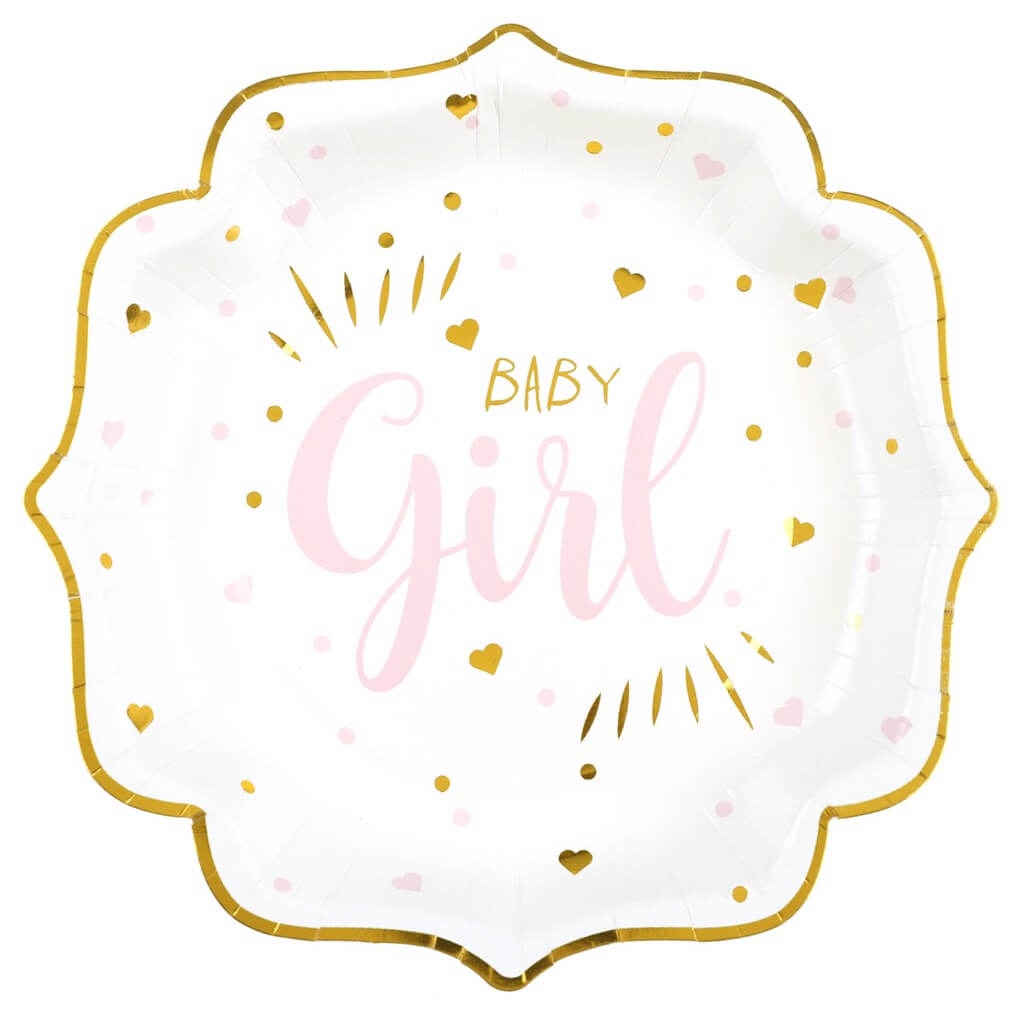 Assiette Baby Shower Girl Rose (lot de 10)