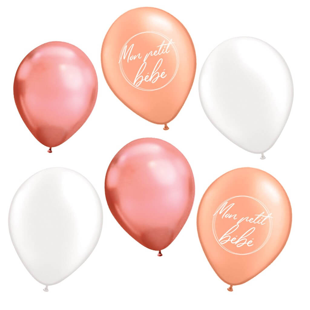 Ballons "Mon petit Bébé" Rose - lot de 6 - 30CM