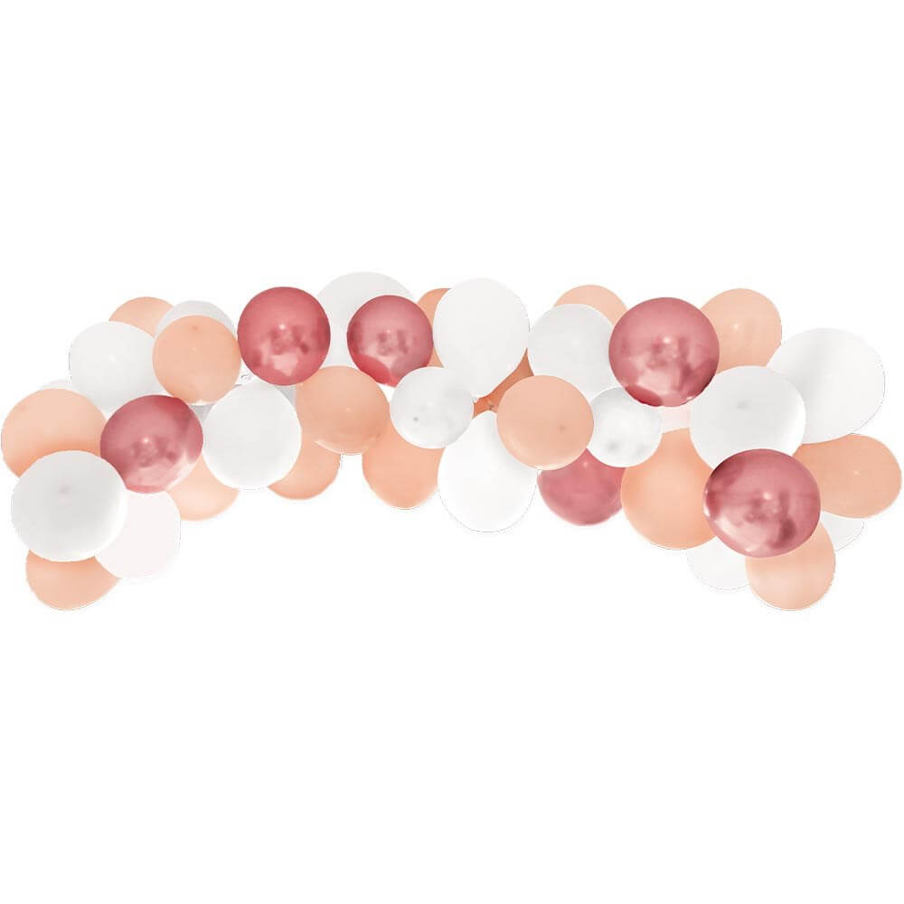 Kit 40 Ballons pour Arche Baby Girl - Blanc/Rose/Or