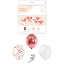 Kit 40 Ballons pour Arche Baby Girl - Blanc/Rose/Or