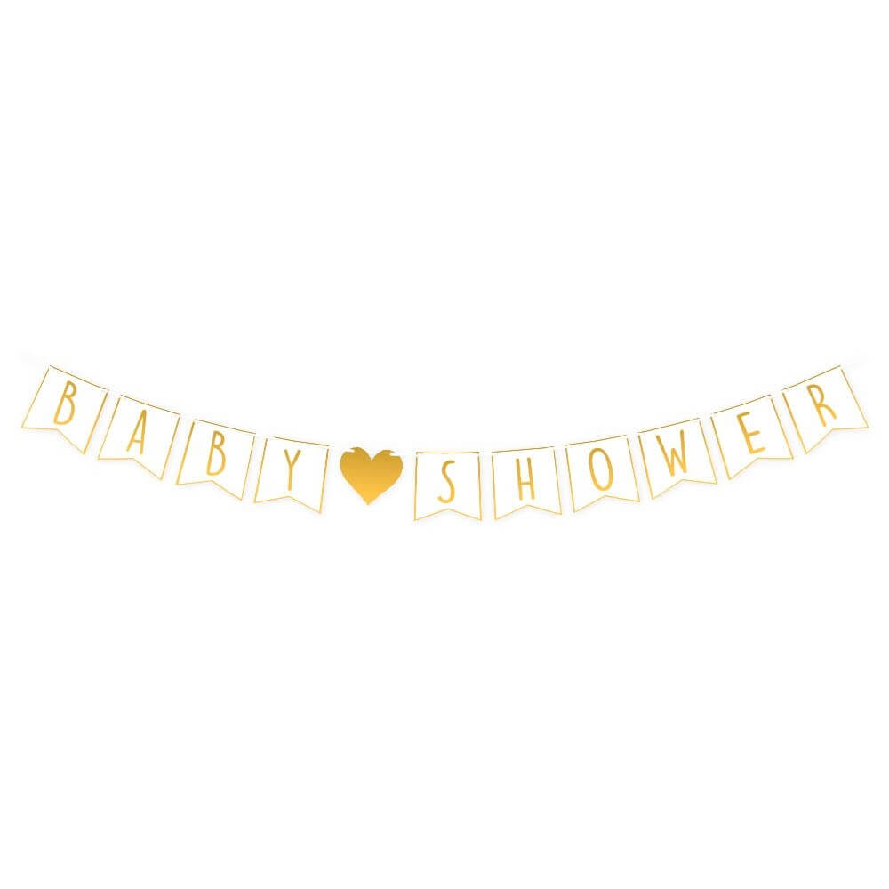 Guirlande en Papier "BABY SHOWER" Blanche et Dorée 