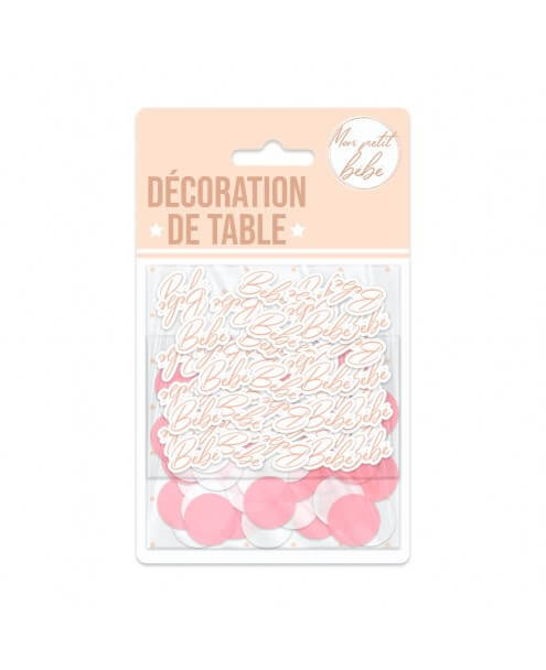 Duo de Confettis de table "Mon petit Bébé" Rose