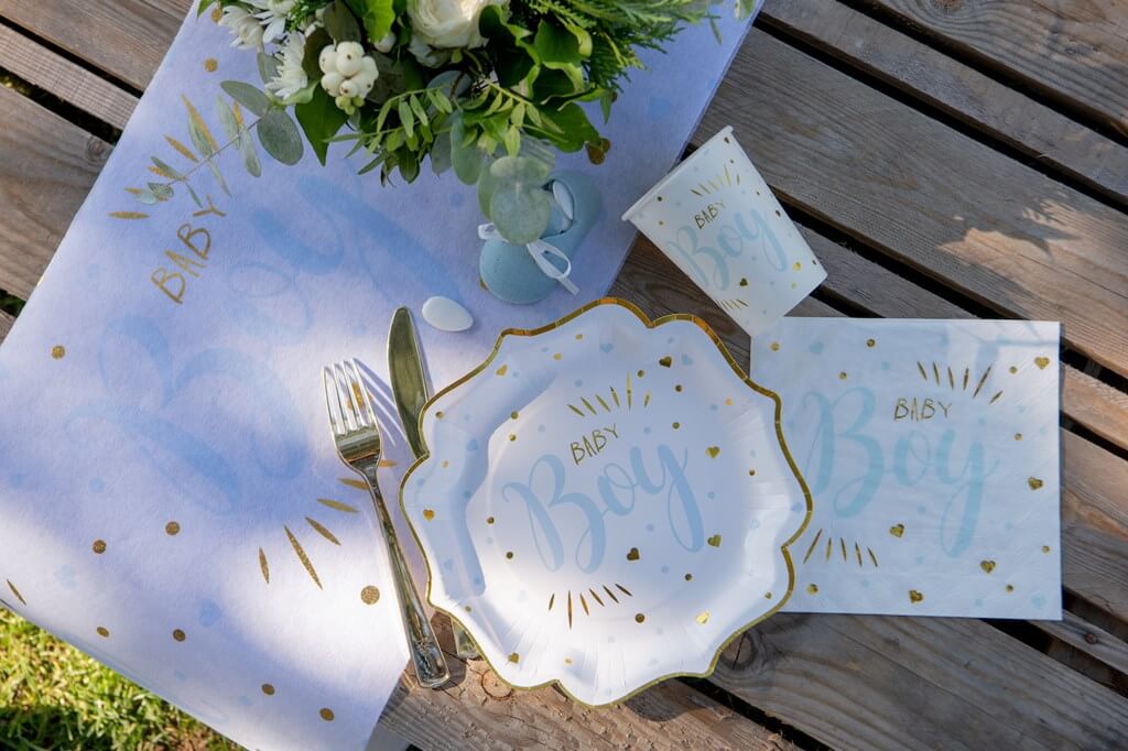 Assiette Baby Shower Boy Bleu (lot de 10)