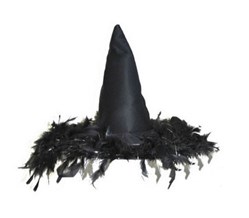 Chapeau sorcière à plumes