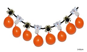 Guirlande fantômes araignées et 8 ballons oranges 140cm