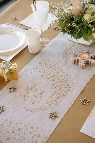 Chemin de table en coton "Magie de Noël" - Blanc- 3m*28cm