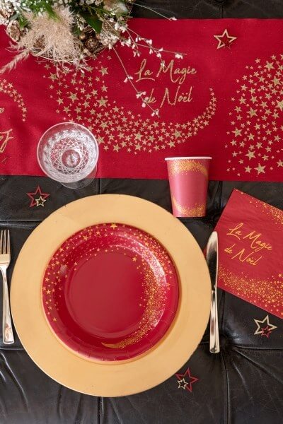 Gobelet en papier "Magie de Noël" - Rouge - Lot de 10