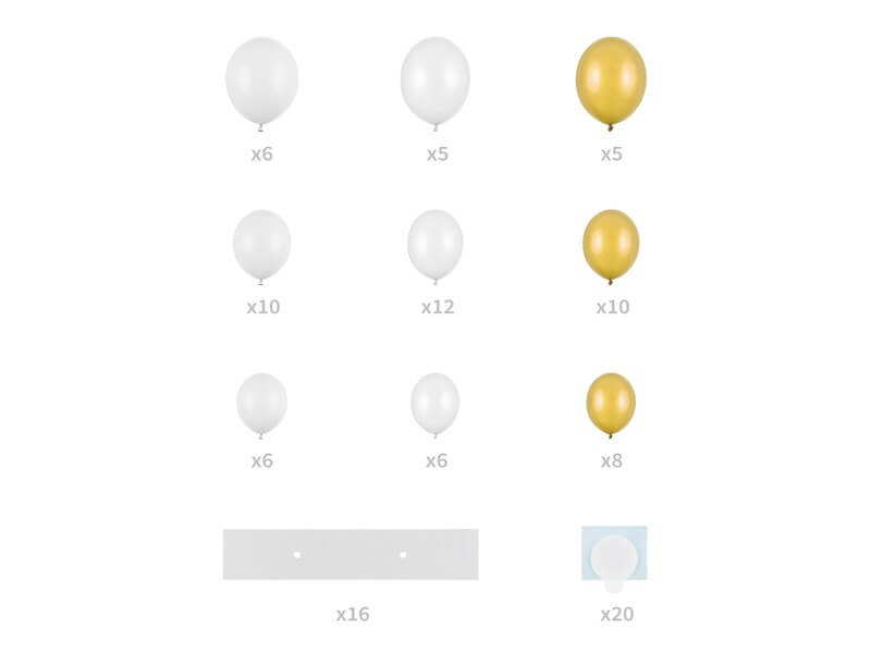 Guirlande de ballons + Support - Coeur Blanc & Or - 160cm