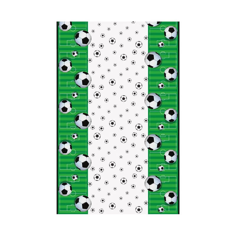 NAPPE FOOTBALL BLANC & VERT - 137X213CM