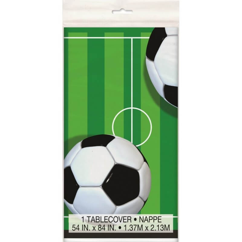 NAPPE FOOTBALL BLANC & VERT - 137X213CM