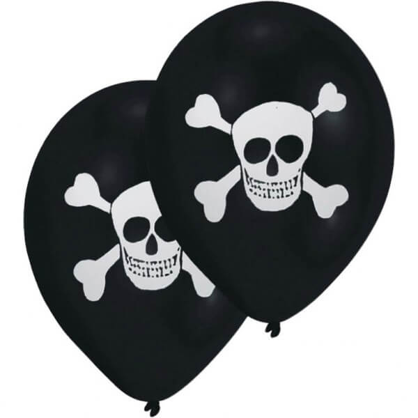 Lot de 8 ballons tête de mort Pirate 