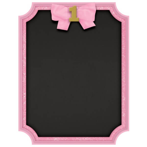 Tableau noir 1st Birthday avec contour rose 23x18cm