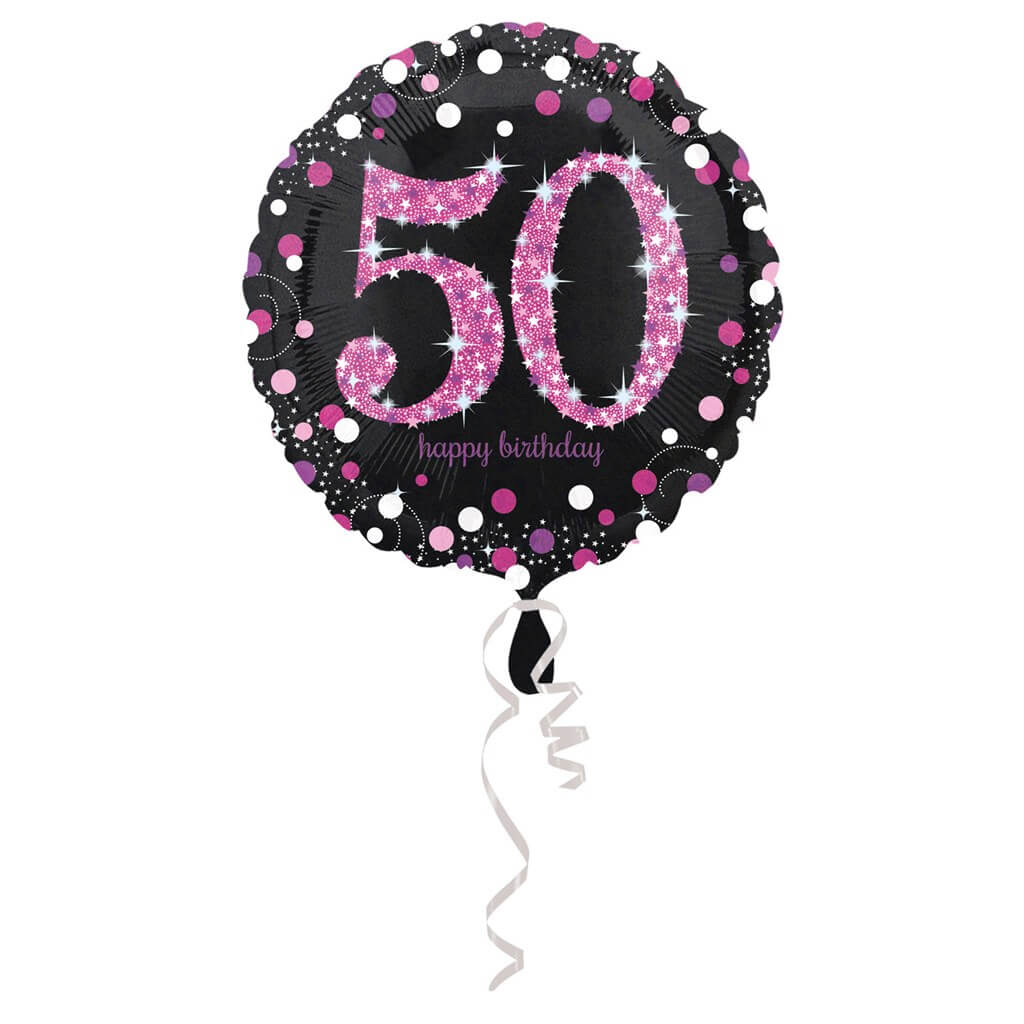 Ballon Anniversaire rond 50 ans rose