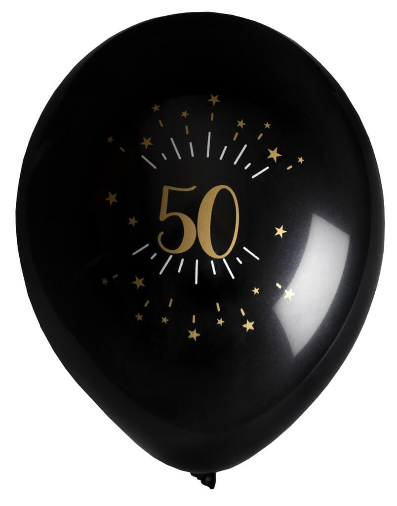 Ballon 50 ans Noir Or (lot de 8)
