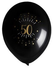 Ballon 50 ans Noir Or (lot de 8)