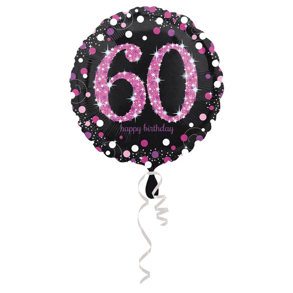 Ballon Anniversaire rond 60 ans rose