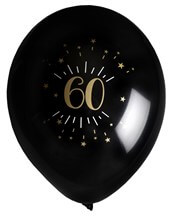 Ballon 60 ans Noir Or (lot de 8)