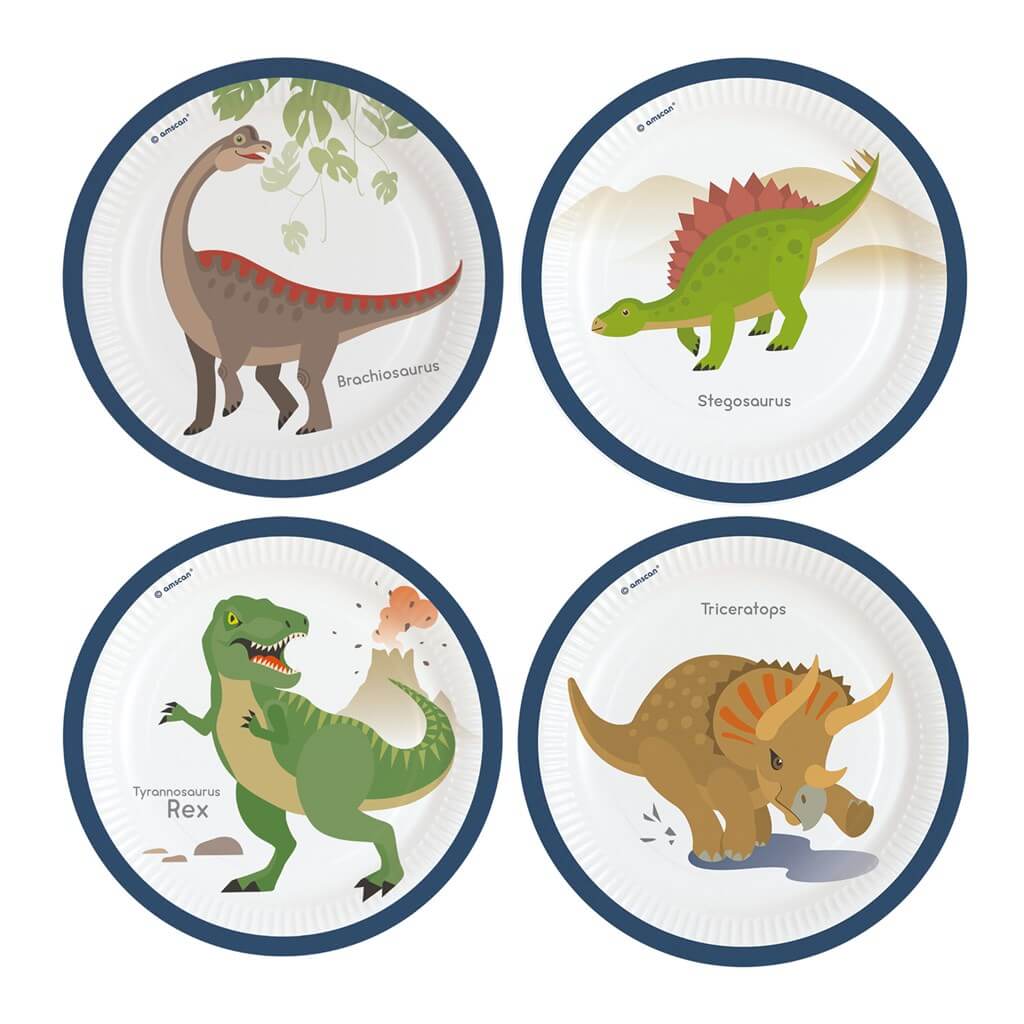 8 assiettes en papier Dinosaure ø23cm 