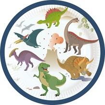 8 assiettes en papier Dinosaure 