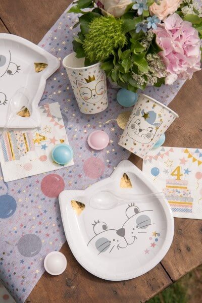 Assiette en carton "Kitty Party" ø18cm - Lot de 10