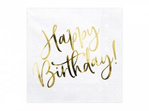 Serviette en papier Happy Birthday Or (Lot de 20)