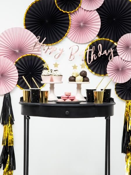 Guirlande tassel Or et Noir 12 pompons 