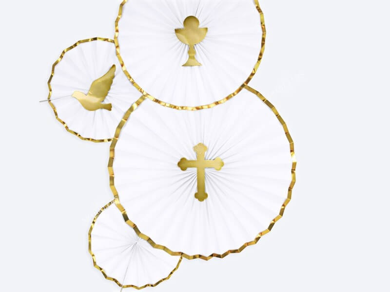Rosaces décoratives blanches à bords dorés  (3 pièces)