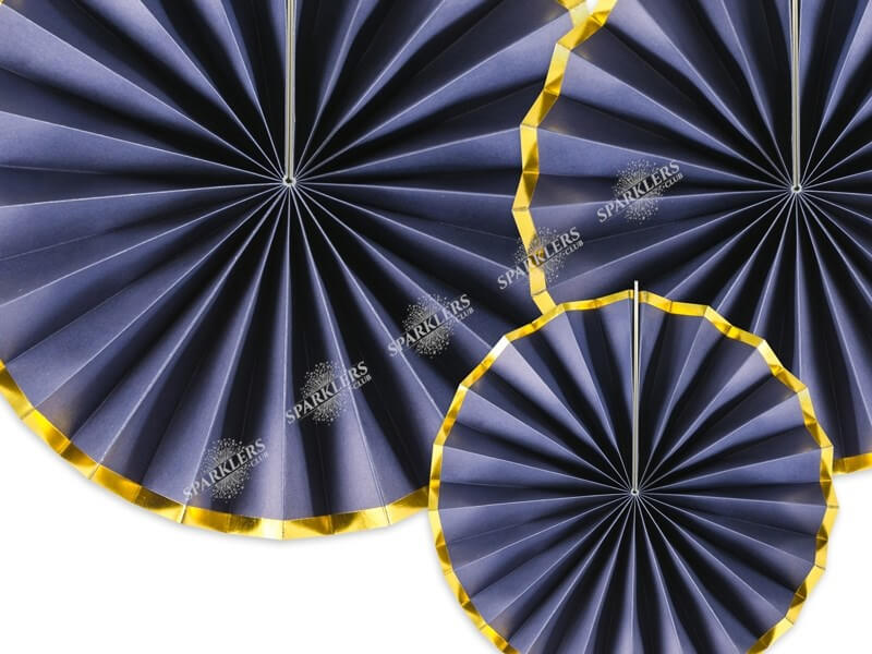 Rosaces décoratives bleues à bords dorés  (3 pièces)
