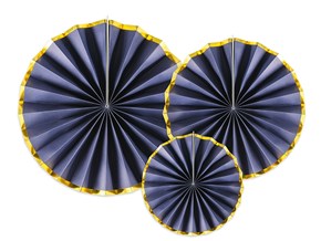 Rosaces décoratives bleues à bords dorés  (3 pièces)