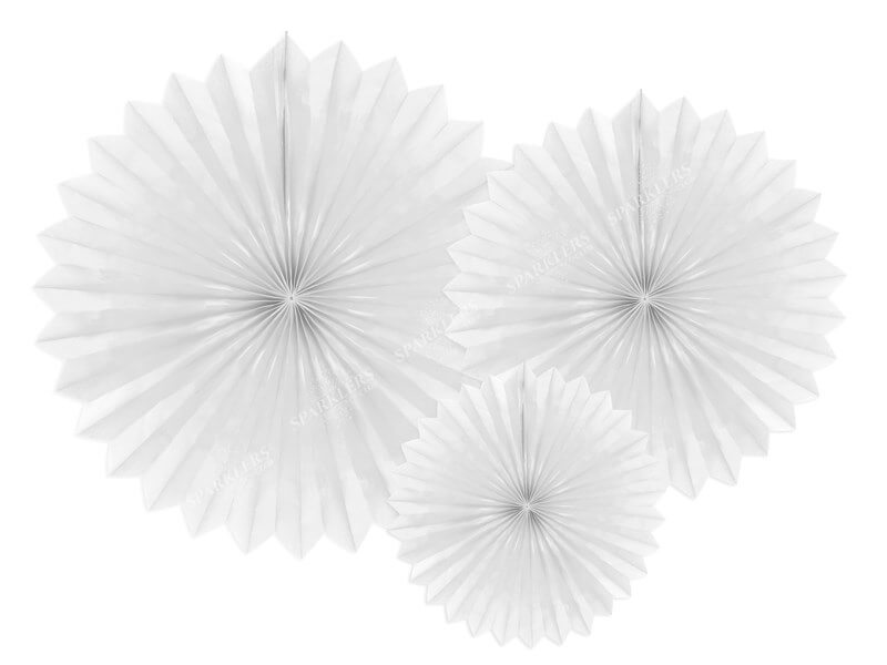 Eventail en tissu, blanc, 20-40cm lot de 3