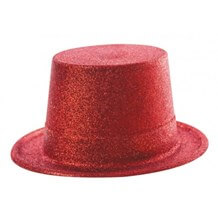 Chapeau Haut de Forme Paillette Rouge