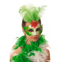 Masque Vénitien Avec Plume Vert