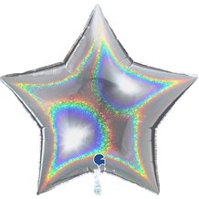 Ballon Étoile Holographique Argent 92cm