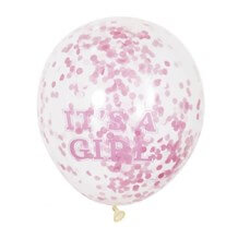 Ballon Transparent avec Confettis Rose x6- Its a Girl - 30cm