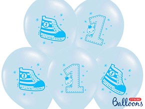  Ballons Sneaker & Numero 1 Bleus (lots de10)