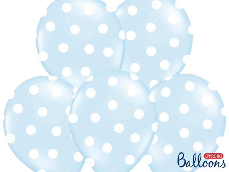 Ballons bleus avec motifs ronds blancs (Lot de 6)