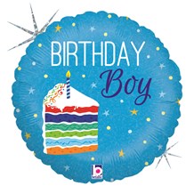 Ballon Birthday Boy bleu ø45cm