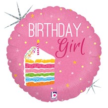 Ballon Birthday Girl rose ø45cm