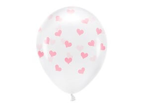 Lot 6 Ballons Transparent - Coeur Rose - 100% BIODÉGRADABLE