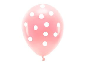 Lot 6 Ballons - Rose à Pois blanc - 100% BIODÉGRADABLE